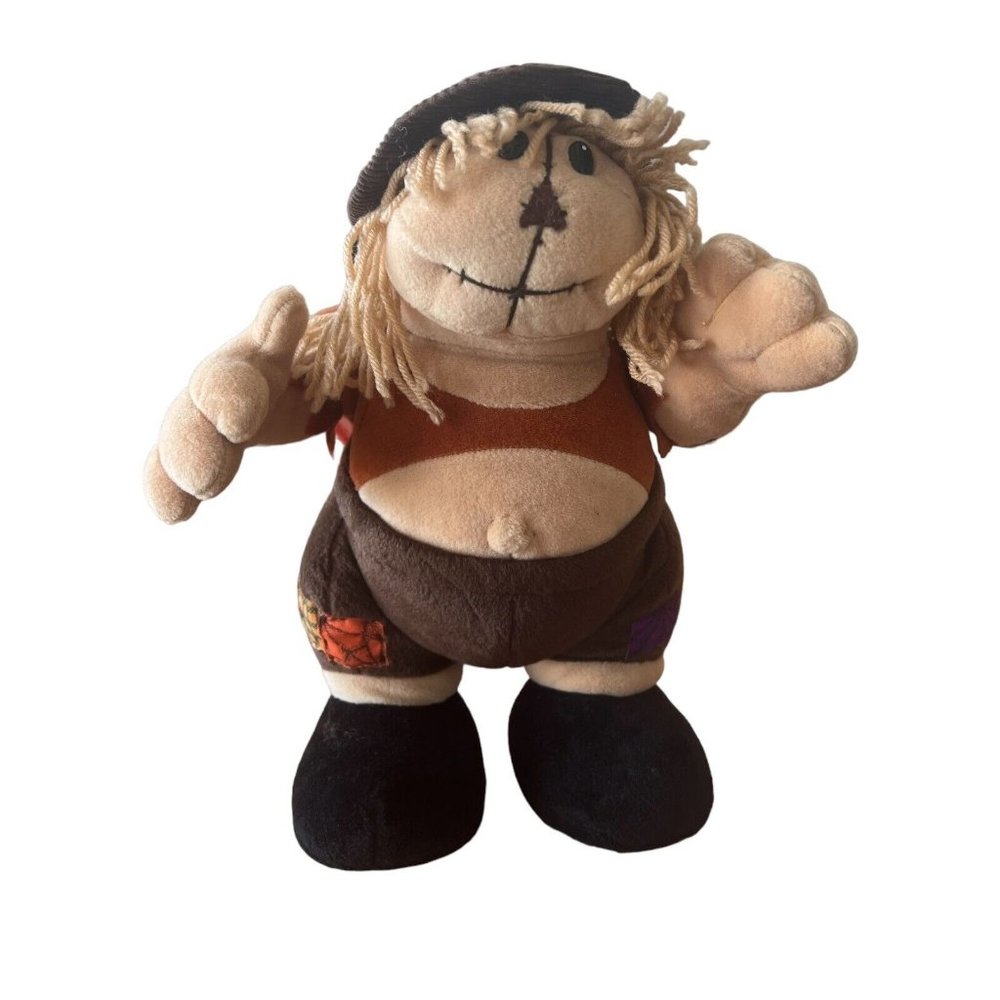 Vintage T.L. Toys Singing Plush Scarecrow Musical Dancing Stuffed Bear